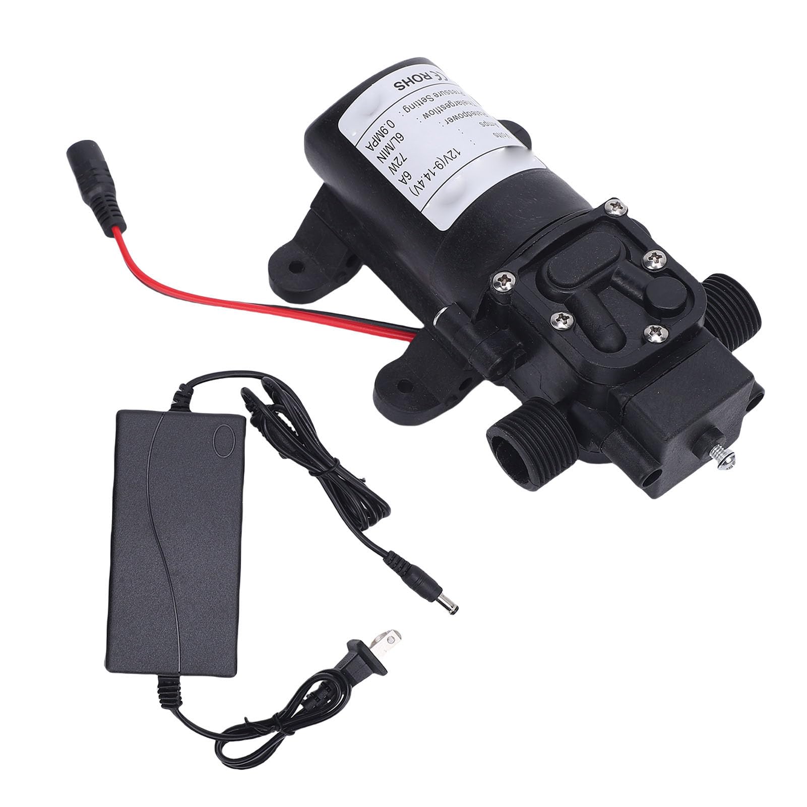 72W Self Priming Water for Cars RVs Boats, High Power Sprayer Pump Saving Time, Easy Connection with 12V Voltage, Ideal for Watering Irrigation (US Plug)