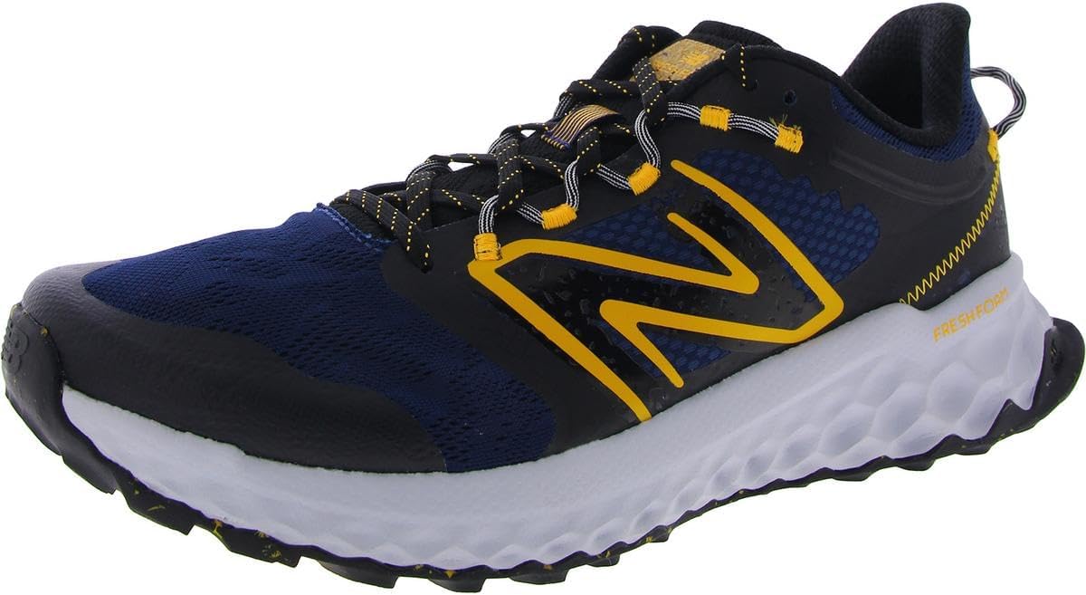 New Balance Men's Fresh Foam Garoe V1 Trail Running Shoe, Nb Navy/Hot Marigold/Black, 8 XW