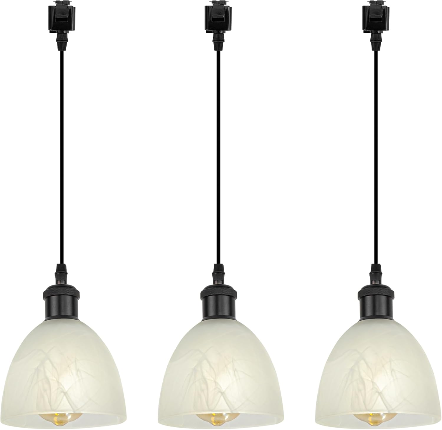 Kiven 3-Light J-Type Track Lighting Pendants,Modern J Track Pendant Lights,Decorative Track Lighting Fixture for Kitchen Island Hallway,Black