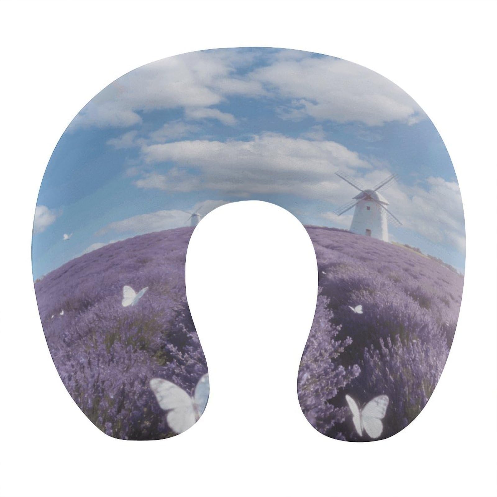 VstaDank Windmill and Butterfly Neck Pillow Soft Comfortable Travel U Shaped Pillows Portable Pillows for Shoulder Memory Foam Head Support Pillow for Airplane Car Home Office