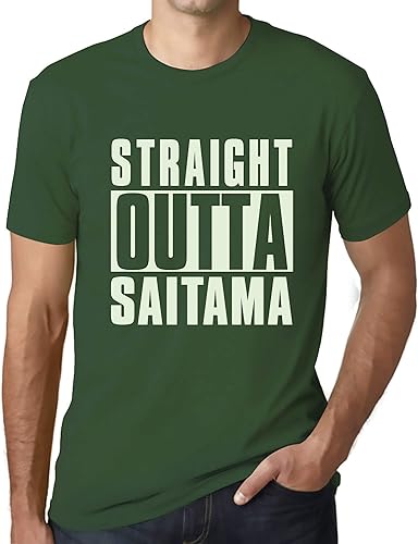 Men's Graphic T-Shirt Straight Outta Saitama Short Sleeve Tee-Shirt Vintage Birthday Gift Novelty Tshirt