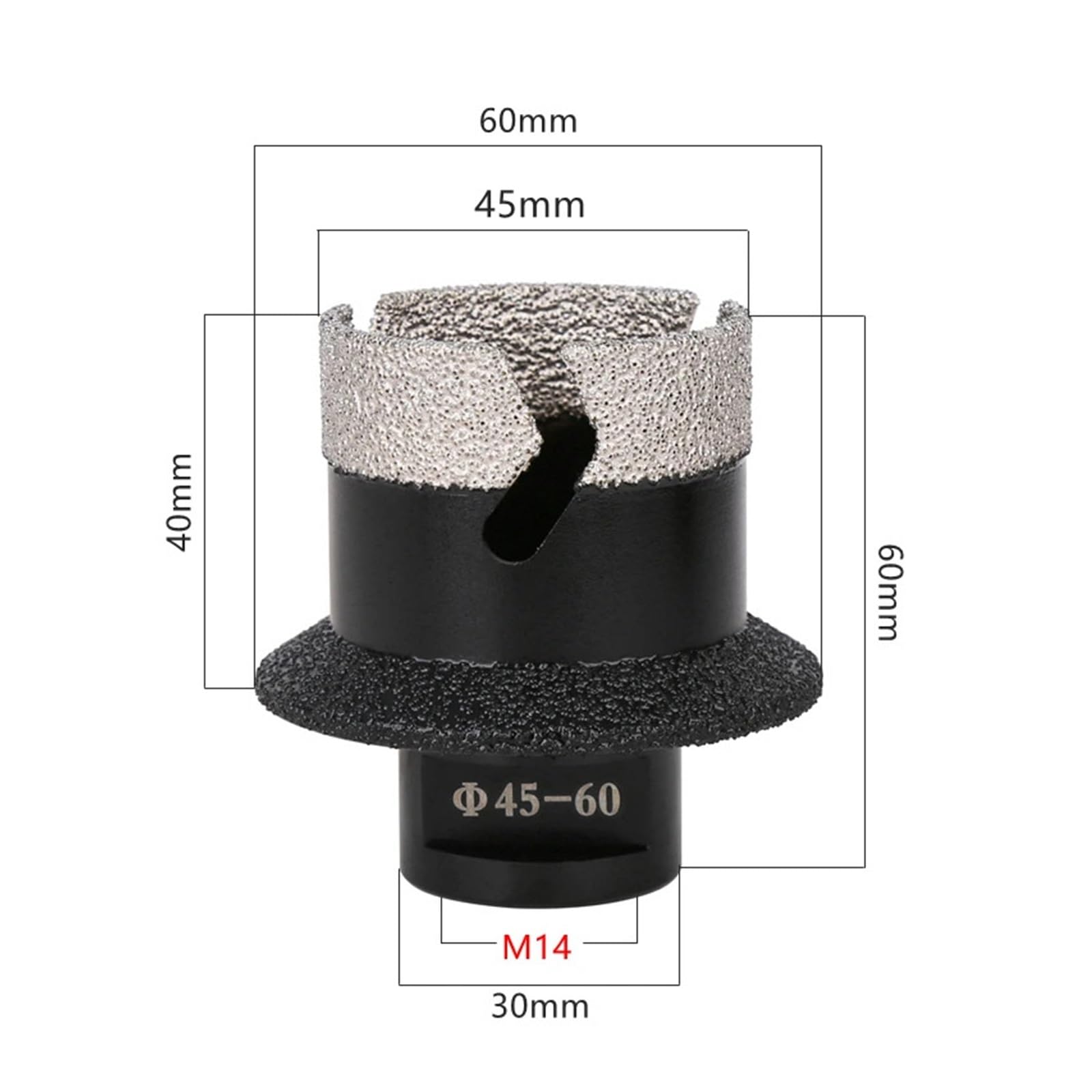 Trockengelöteter Diamant-Lochsägenaufsatz For Waschbecken, M14-Gewinde. Kann For Bohren Von Wassertanks Und For Schneiden Von Fliesen Und Granit Verwendet Werden.(45MM)