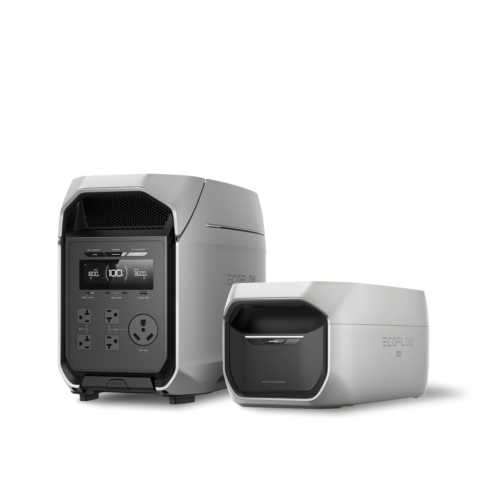 EF ECOFLOW DELTA 3 Ultra Plus Portable Power Station with Delta 3 Max Plus Extra Battery, 3600W (7200W Surge) Output, Expandable to 11kWh, Reliable