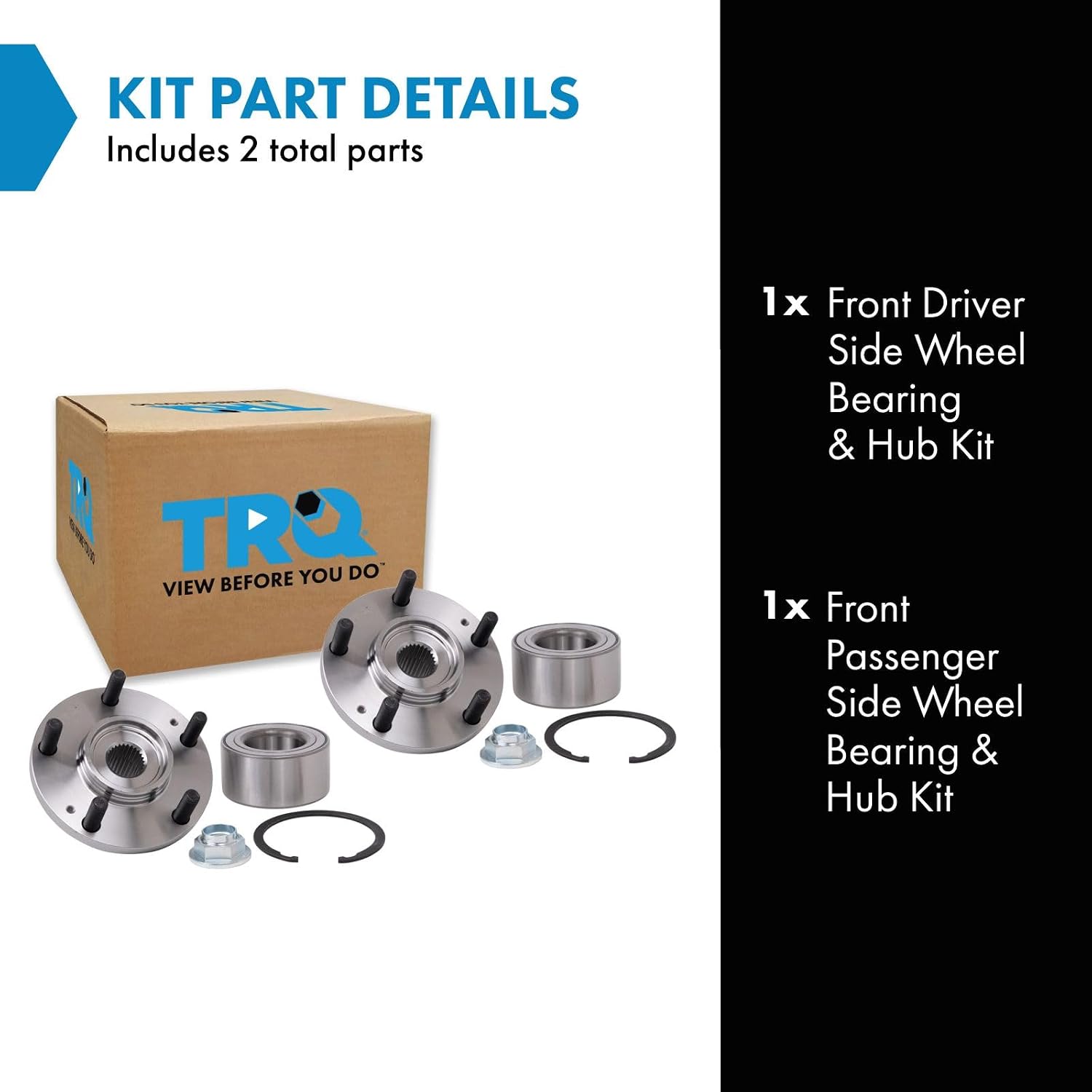 TRQ Front Wheel Bearing & Hub Kit Driver & Passenger Side