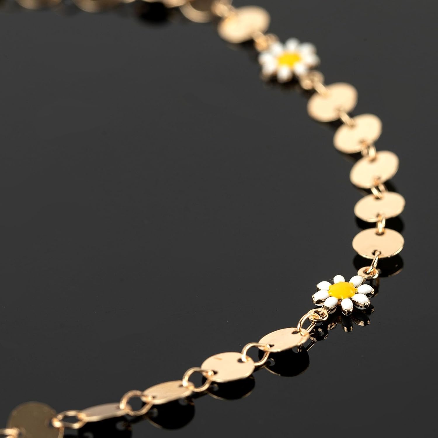 YOUBEIYEE 16.4 Feet Gold Plated Chain for Jewelry Making Brass Sequin Link Chain Roll White Daisy Chain Necklace Bracelet DIY for Women - Image 5