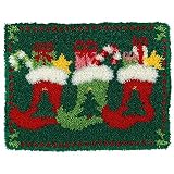 Beyond Your Thoughts DIY Christmas Latch Hook Kits Christmas Stockings&Tree Shaggy Rug Pattern Printed Crochet Needlework Crafts for Kids Adults Beginners 20.47 * 14.96 Inch ZD371