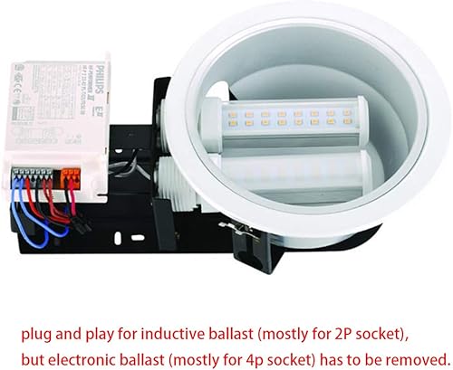 Miniatura 3 de E-Simpo 2 piezas G24d 2Pin 7W 5.7 pulgadas CFL 2U PL-C 13 W Horizontal LED de repuesto giratorio PL horizontal empotrable techo equivalente
