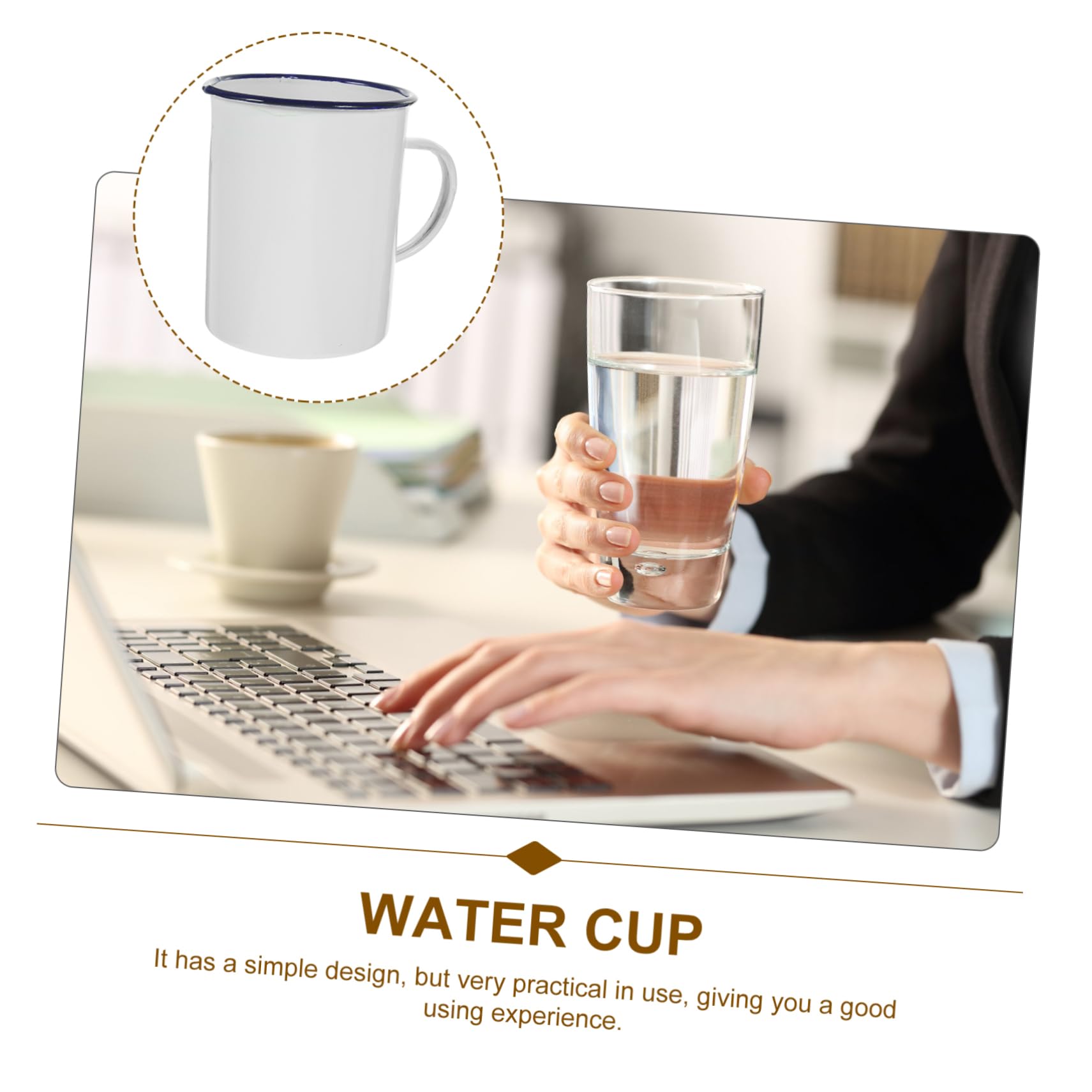 Alipis Emaille Becher Camping 1000ml Weiß Flacher Boden Leicht zu Reinigen für Wohnwagen Wasser Kaffee und Tee Vintage Stil