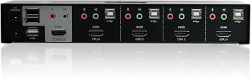IOGEAR 4-Port HDMI Multimedia KVM Switch with Audio, USB 2.0 Hub and HDMI KVM w/Full Set of Cables, (GCS1794 TAA Compliant)