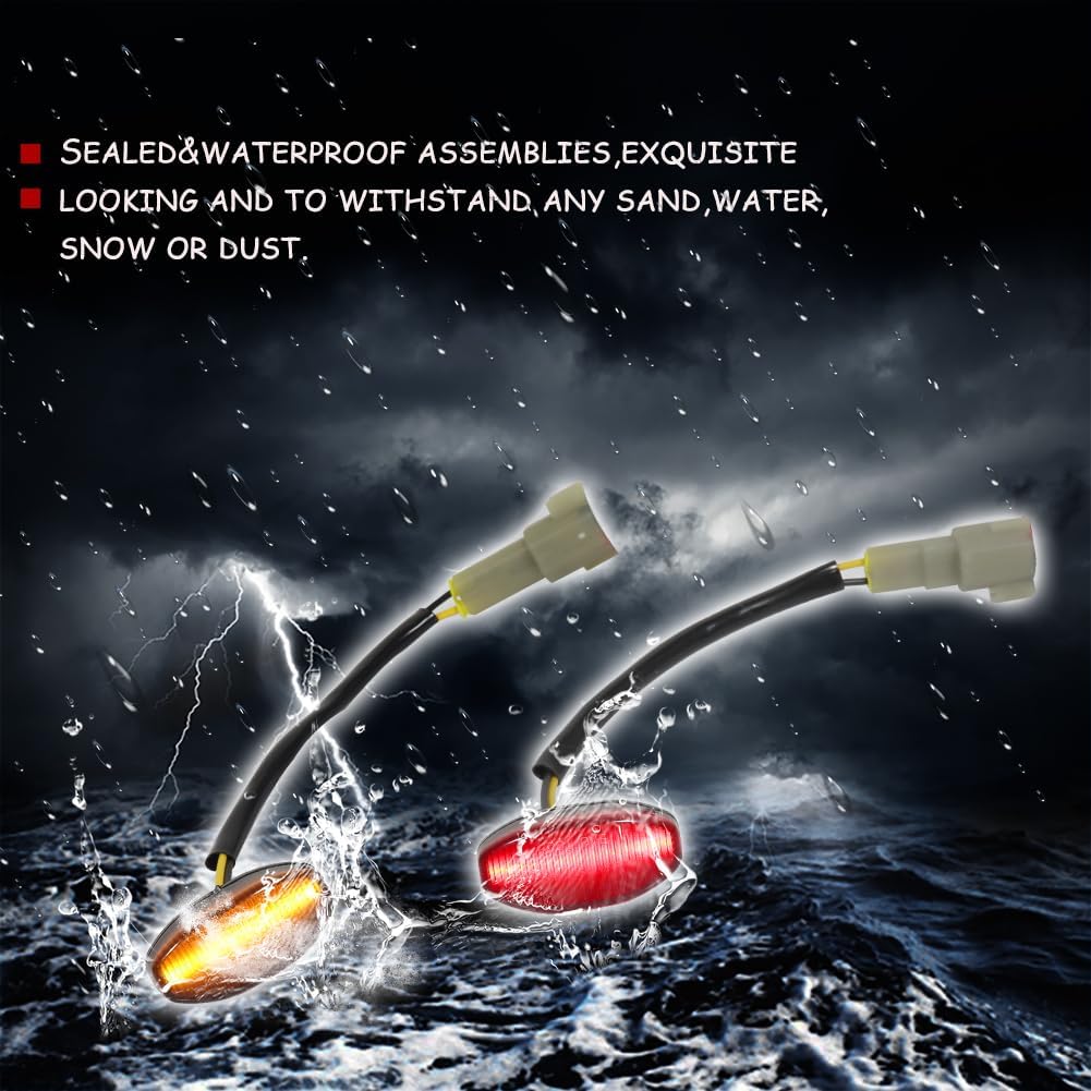 Strip Marker Corner Lights [4 pcs Smoked Lens Amber & Red LED] Front Flare Side Marker Lights For 17-up Ford F150 SVT Rap-tor #HL3Z-15442-A