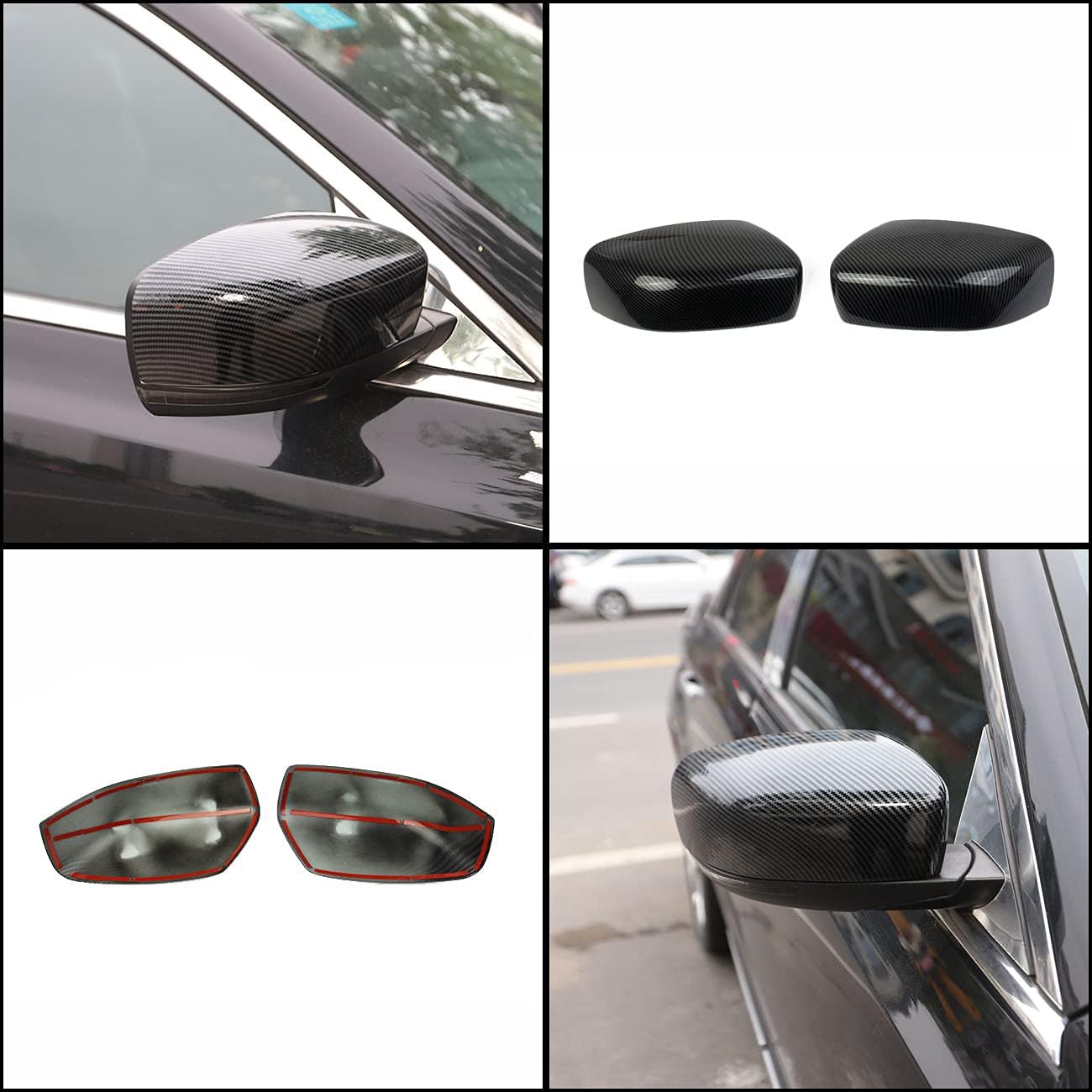 Carbon Fiber Side Door Mirror Cover Trim For 2015-2021 Chrysler 300