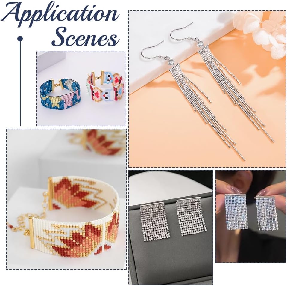 UNICRAFTALE About 360pcs Slide On End Clasp 6 Sizes Tube End Bar Slider End Caps Crimp Platinum Tubes Crimp End Iron Tube Buckle Clasps for Seed Beads Looms Multi Strand Necklace Bracelet - Image 6