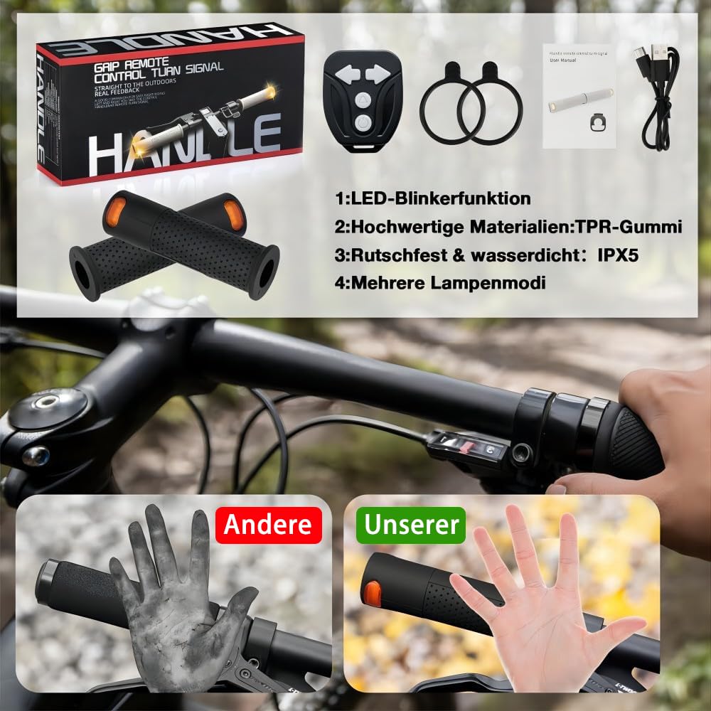 Blinker y Empuñadura para E-Scooter, USB Recargable con Control Remoto - Compatible con Xiaomi M365/Pro2/1S Ninebot ES1 ES2 ES4 G30 - Suave Manillar, Accesorios para Elektrooller