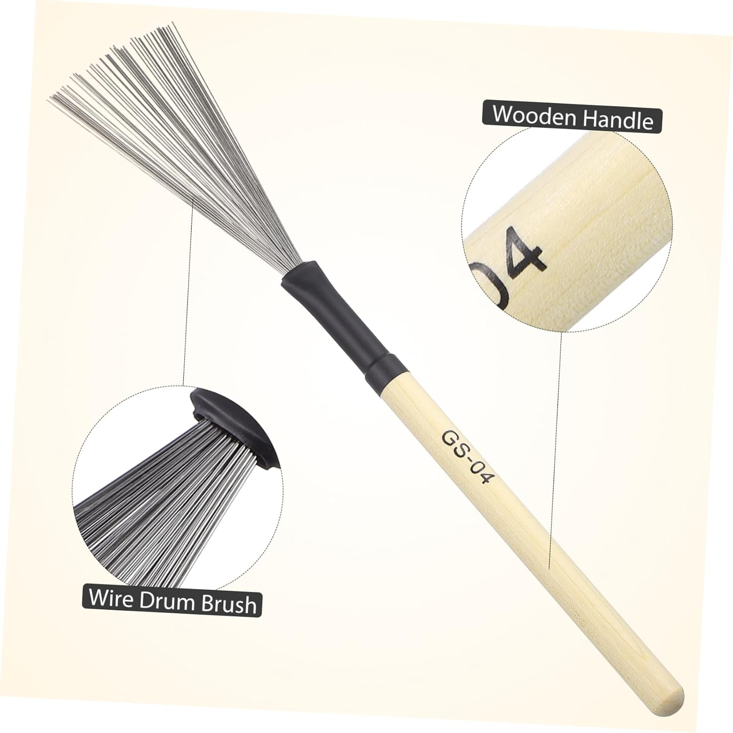 Toddmomy Colored Metal Wire Drum Brushes Wooden Handles 2-Piece Professional Drum Brush Set for Jazz and Percussion Instruments