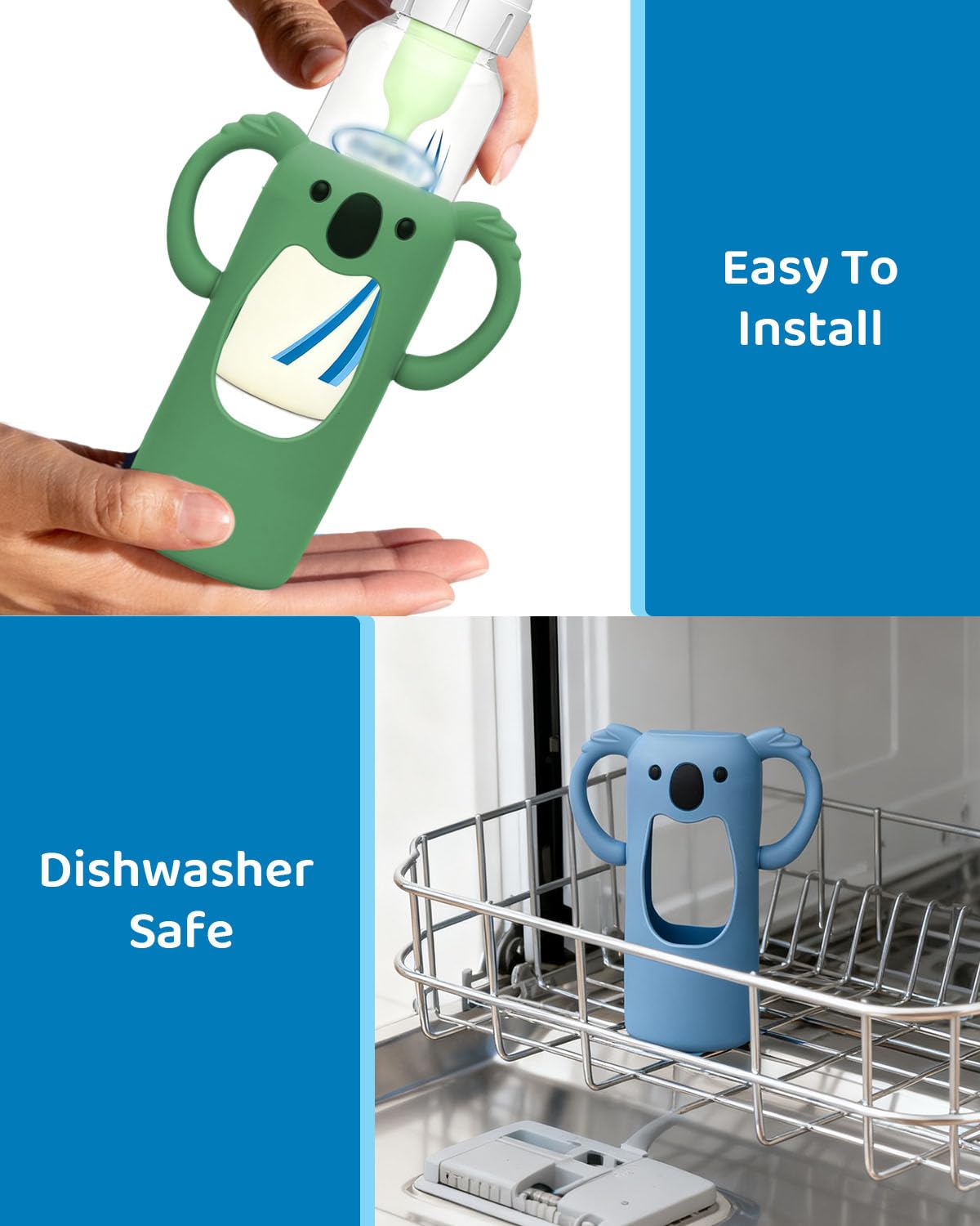 3 Pack Silicone Bottle Sleeves for Dr. Brown's Glass Baby Bottles, 8 oz, Anti-Slip Protective Covers with Handles, Baby Essentials(Bottles Not Included) - Image 5