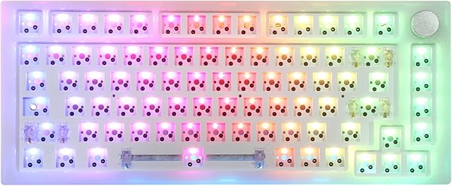 EPOMAKER NEXT TIME Skyline Gasket-mounted 75% Hot Swappable Wired Gaming Keyboard DIY Kit with RGB Backlight, Rotary Knob, Compatible with 3Pin 5Pin Gateron/Cherry/Kailh/Otemu Switch (White)