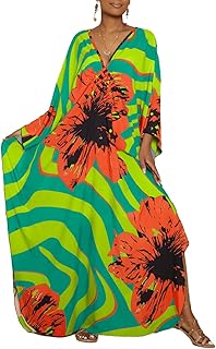 Bsubseach Plus Size Caftan Dress for Women Long Beach Kaftans Swimwear Beach Cover Ups Resort Wear