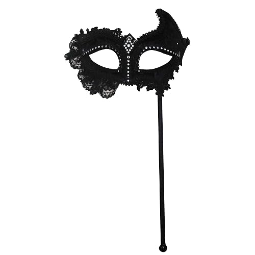 Bristol Novelty Máscara de Ojos con Encaje, Pet, poliéster, Tela, Piedra acrílica, Palo de plástico