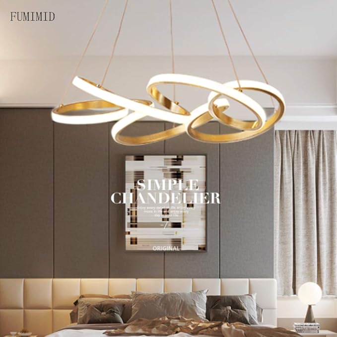 Generic Led Plafond Hanglamp Gouden Opknoping Licht Siliconen Dimbaar Gebruik Afstandsbediening voor Eettafel Kamer Restaurant Woonkamer Slaapkamer Studie Kantoor Bloemvorm Ontwerp Lamp Armatuur Metalen Kroonluchter photo 2