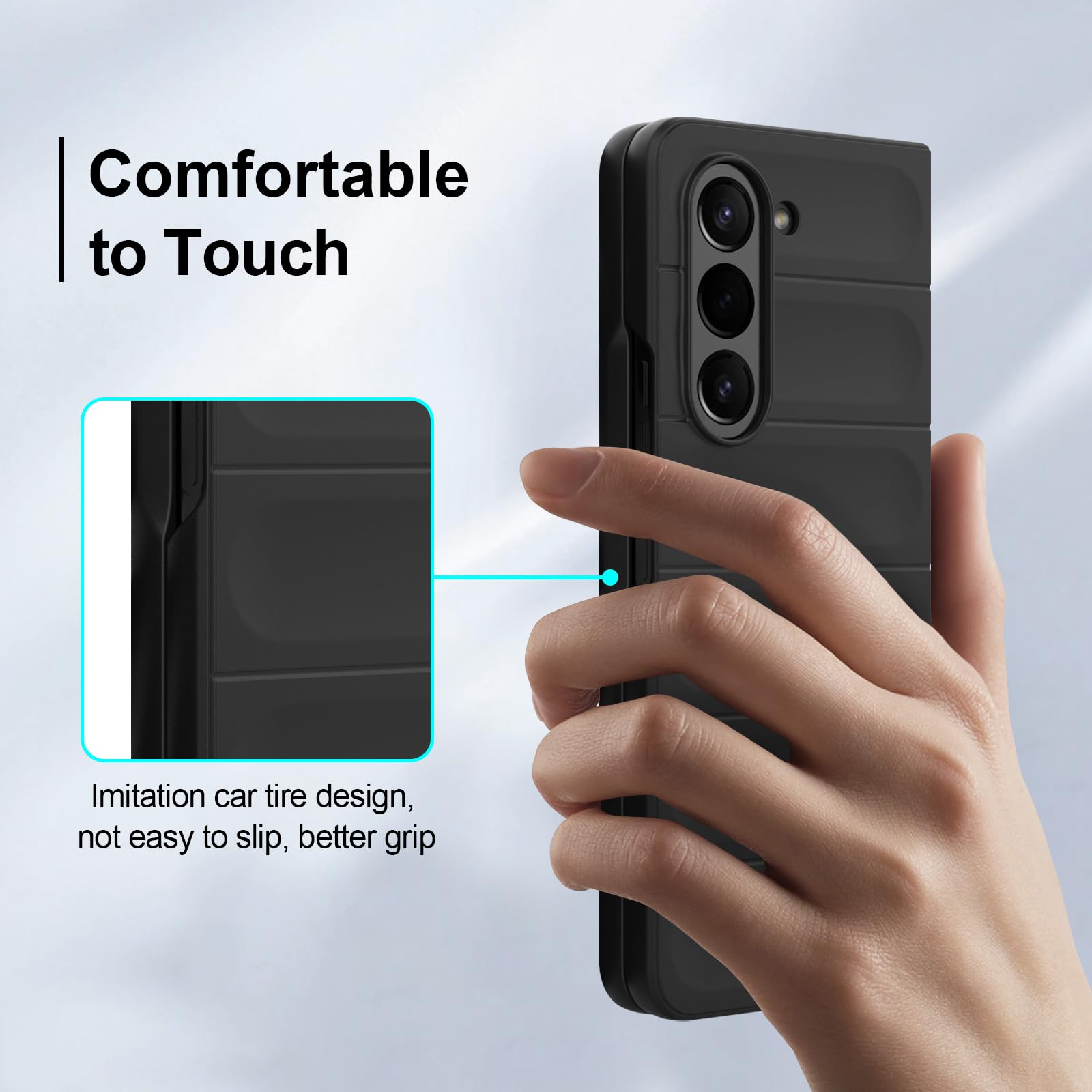 Cover per Samsung Galaxy Z Fold 5, Custodia Rigida in PC Ultra Sottile e Antiurto, Custodia Antigraffio con Protezione della Fotocamera per Samsung Galaxy Z Fold 5, Nero - 4