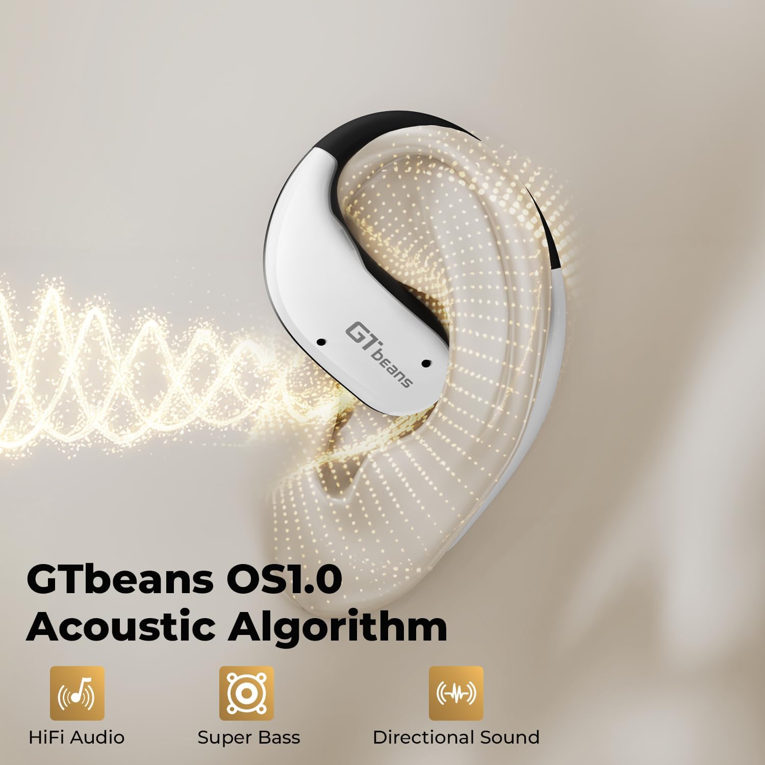 Open Ear Earbuds Bluetooth 6.0 Sport Wireless Headphones 56Hrs Playtime Ear Buds with Microphone IPX5 Sweatproof Over Ear Hook Headset Powerful Sound Earphone for Workout Running (White)