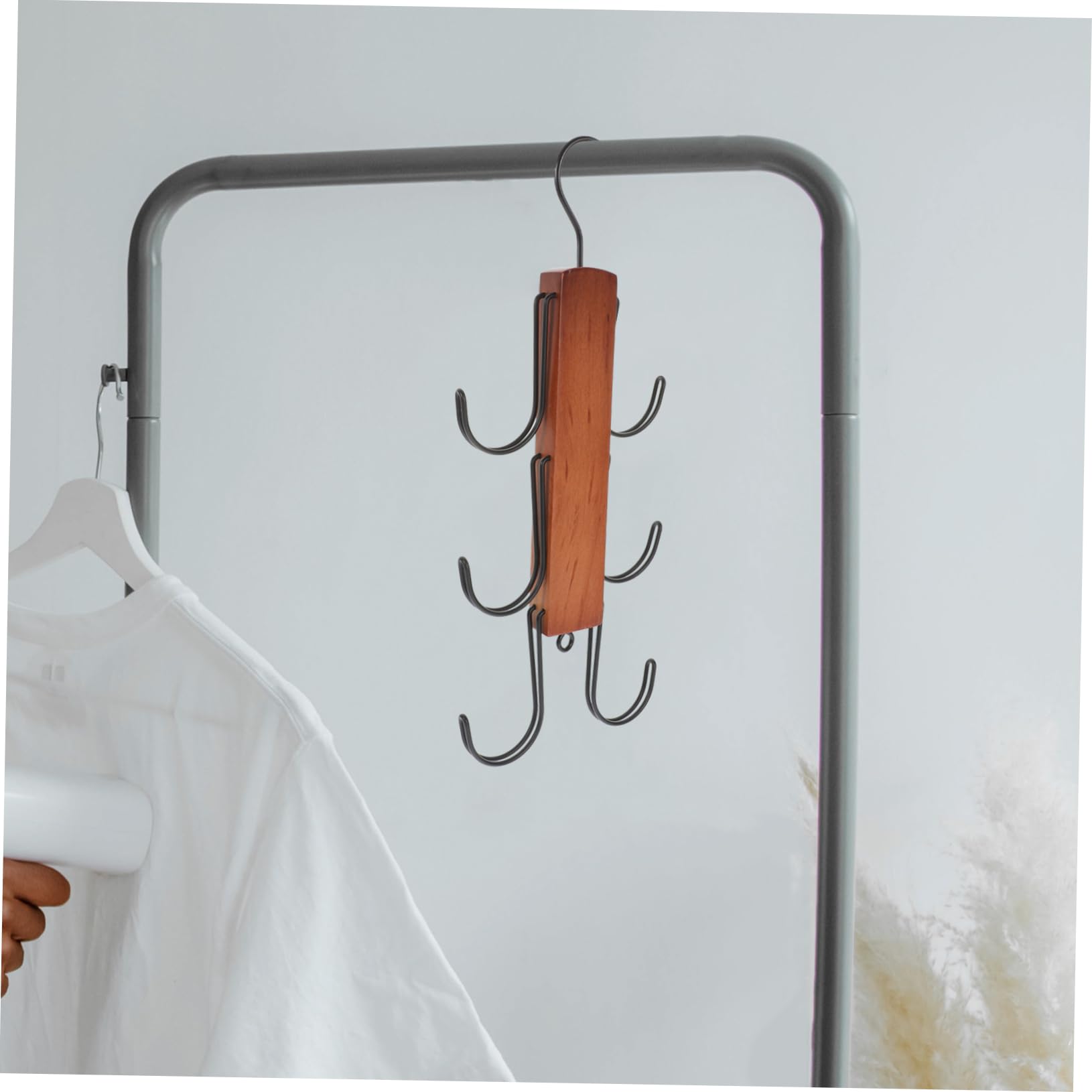 PRETYZOOM Smooth Edge Bag Storage Hanger Easy to Use Home Store Bag Organizer Wood Material