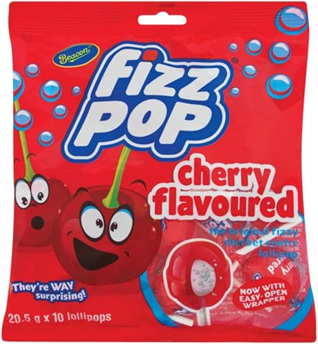 Cherry Flavoured Fizz 10 Lollipops (Pack of 24)