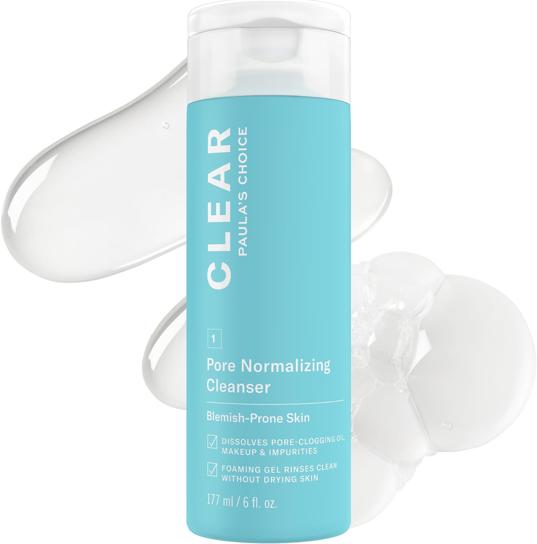 CLEAR Pore Normalizing Gel cleanser, 6 Ounce Bottle Facial cleanser for Facial Acne, Breakouts, Redness, Clogged & Enlarged Pores, Blackheads (aging May Vary)