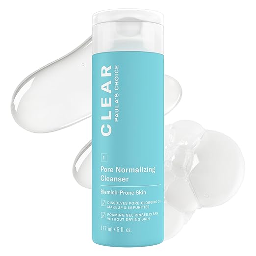 Paula'S Choice CLEAR Pore Normalizing Facial Cleanser, Acne Daily Face Wash, Salicylic Acid Face Cleanser For Clogged & Enlarged Pores, Redness, Suitable For Blackhead-Prone Skin Fragrance Free