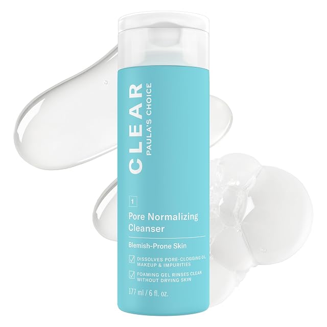 Paulas Choice CLEAR Pore Normalizing Facial Cleanser Acne Daily Face Wash Salicylic Acid Face Cleanser for Clogged Enlarged