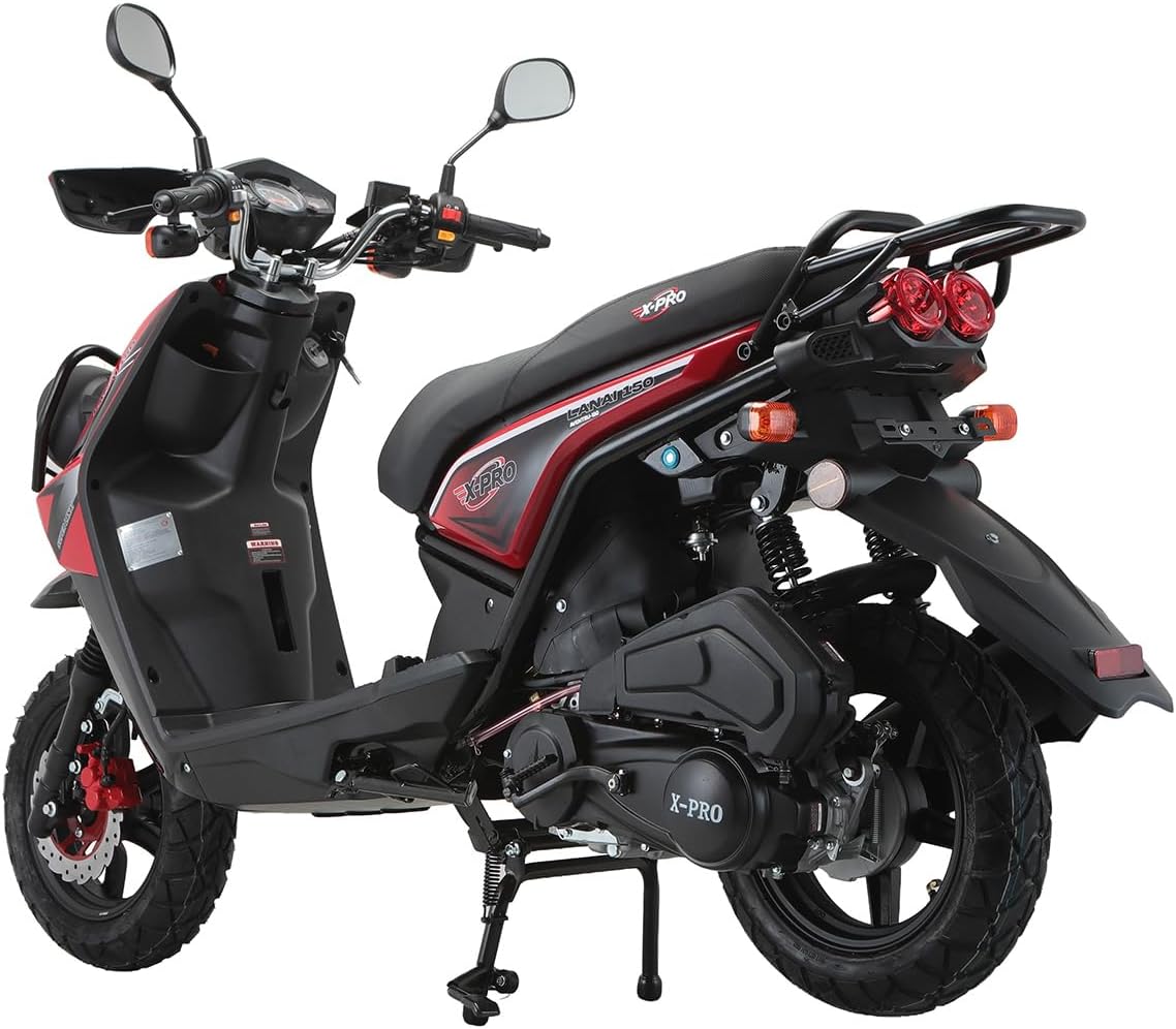 X-PRO X19 150 Moped Street Gas Moped 150cc Adult Bike with 12" Aluminum Wheels (Red, Factory Package)