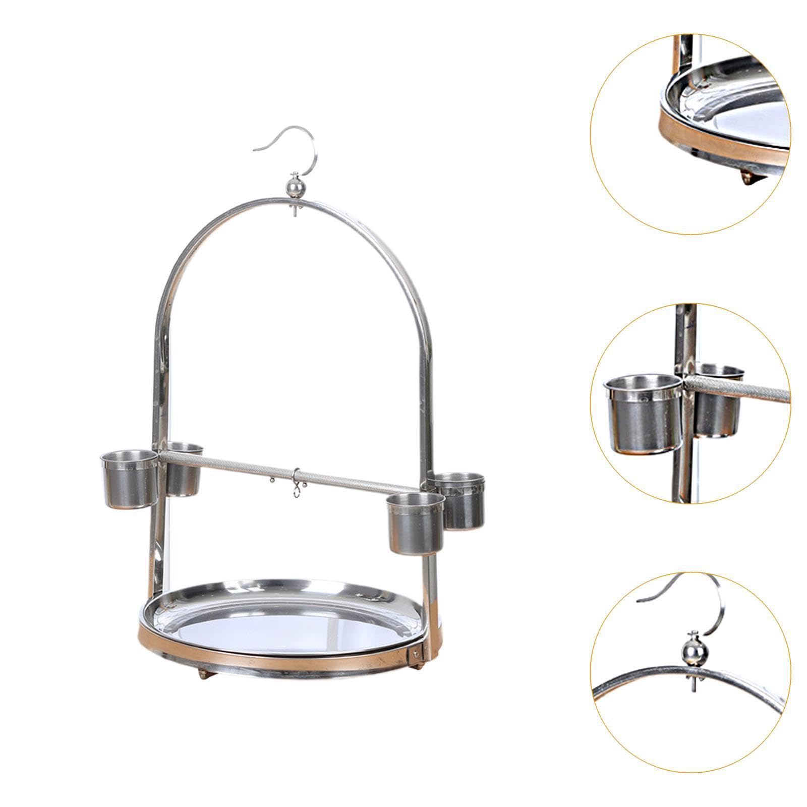 El Soporte de Juego de Percha para pájaros de Acero Inoxidable CREA un lúdico y Proporciona un Amplio Espacio para Las Aves Mascotas. Fácil, Plata, 36x60 centímetros