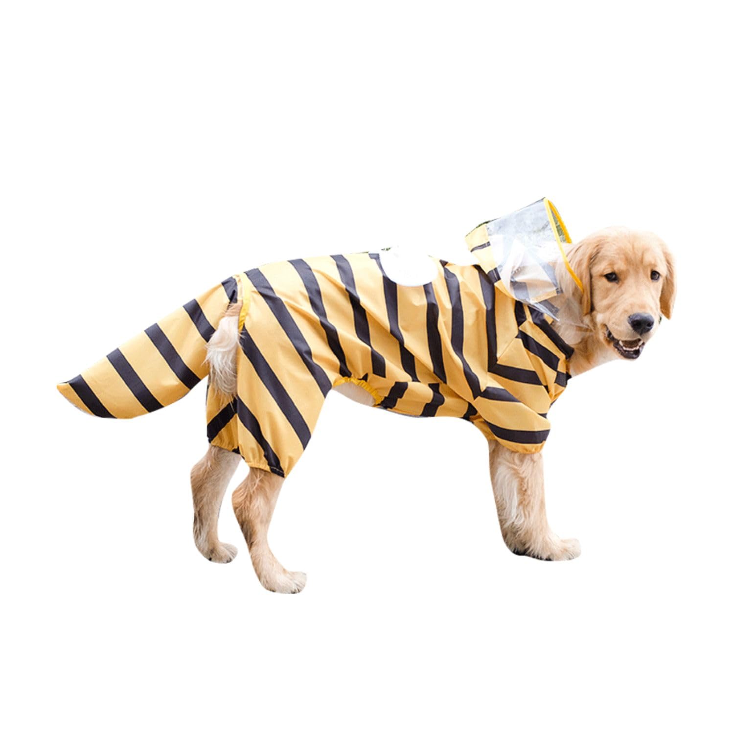 Large Dog Raincoat, Full Coverage Dog Rain Coat Hoodie, Animal Shape Waterproof Rainwear Jacket for Medium Large Dogs_3XL(Bee)