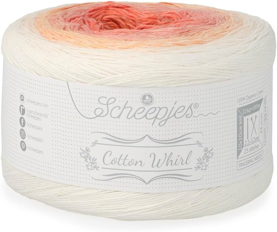 Scheepjes Cotton Whirl Gradient Cake 736 Cinderlight, Cotton Yarn 1094 yd (1000 m) 224 g (7.9 oz)