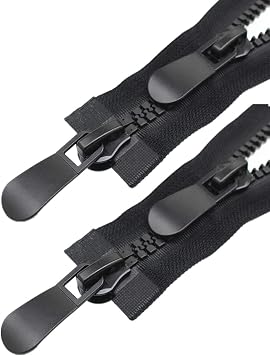 #8 2pcs Zippers Two Way Separating Plastic Double Slider Black Large Resin Zippers for Sewing, Parka, Winter Coat Heavy Duty Bulk for Clothes DIY Craft Bags90cm/36inch