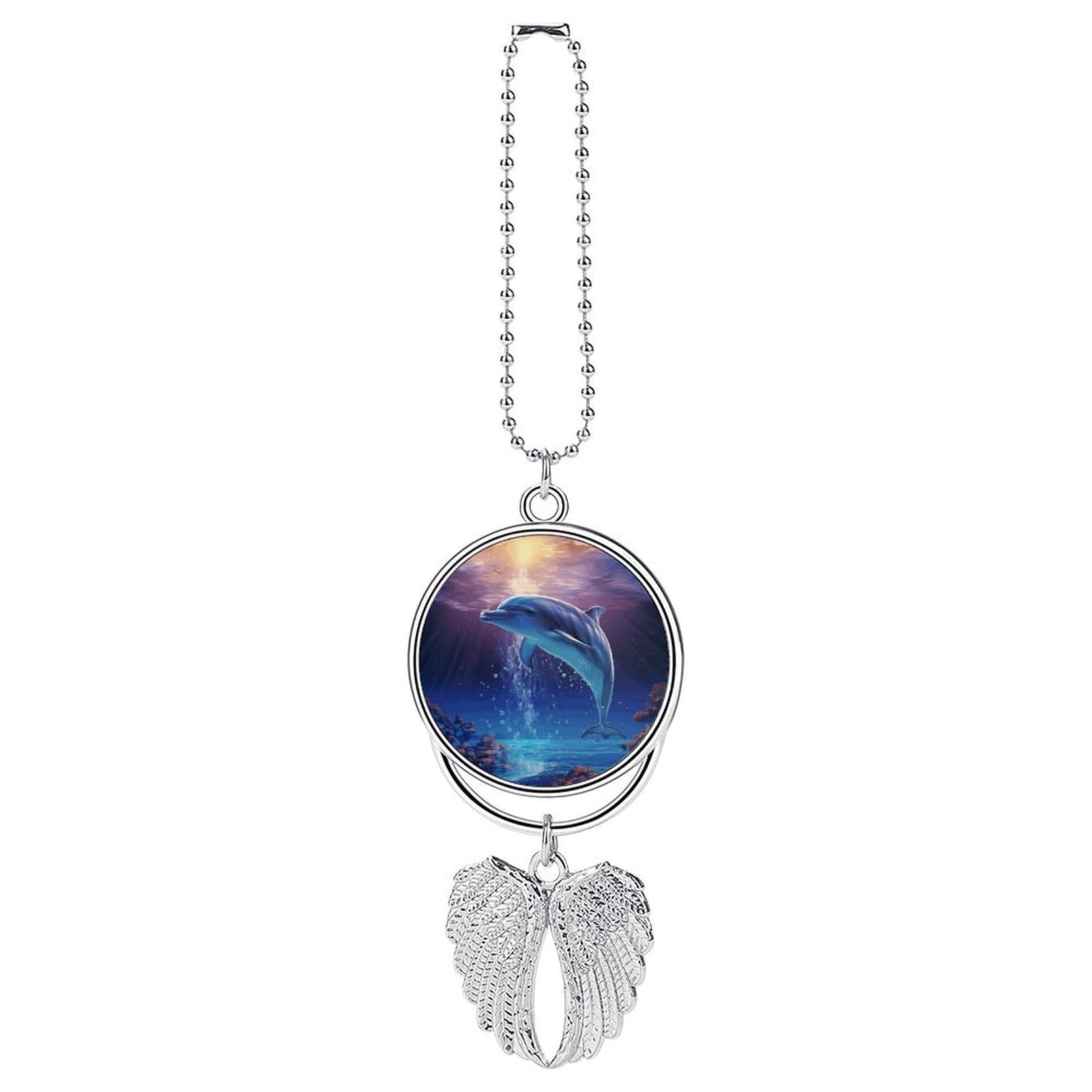 Ocean Dolphin Car Charm Alloy Car Rear View Mirrors Hanging Ornaments Stylish Car Pendant Funny Auto Hanging Accessories Car Hanging Ornaments Gift for Women Men