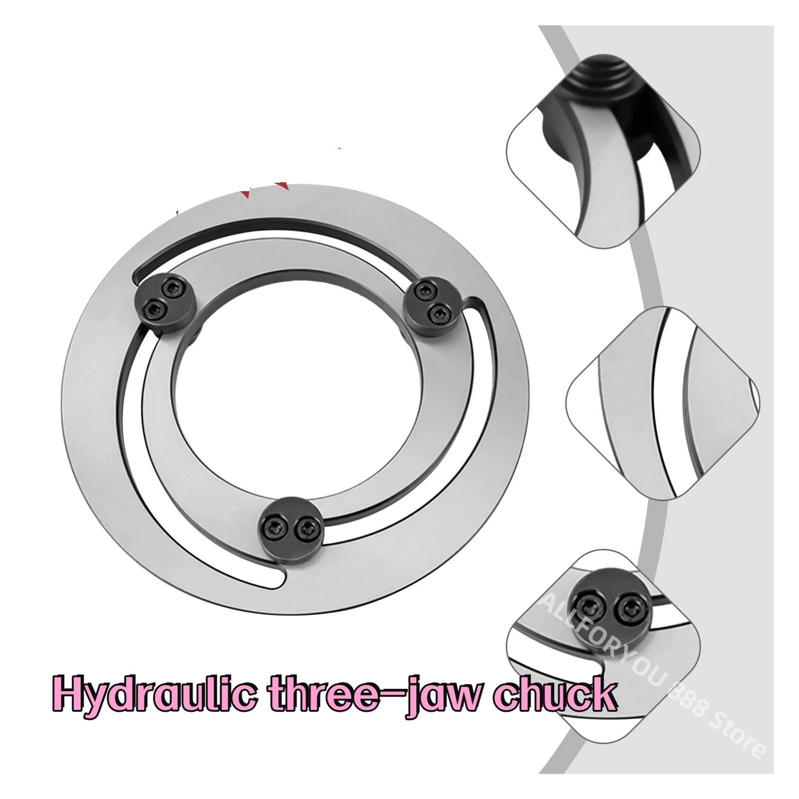 Anneau d'alésage à mâchoire souple réglable, mandrin hydraulique à trois mâchoires de 6 à 8 pouces, tour CNC multicolore(Silver)