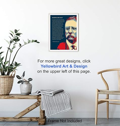 Miniatura 5 de Teddy Roosevelt - Póster de pared con cita inspiradora, poema motivacional, regalo para emprendedores, estudiantes, equipos de administración, gran