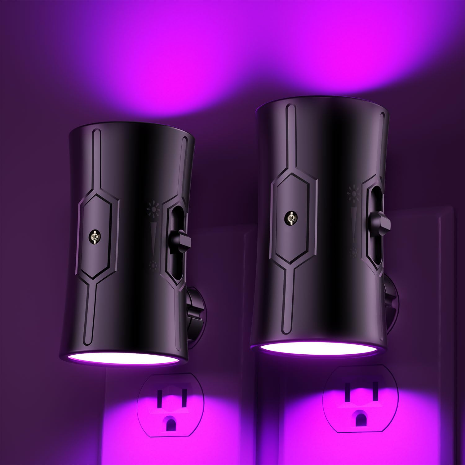 Sujeet Purple Night Light Plug in Wall Light with Sensor Adjustable Brightness Dimmable Night Light Decorative for Christmas
