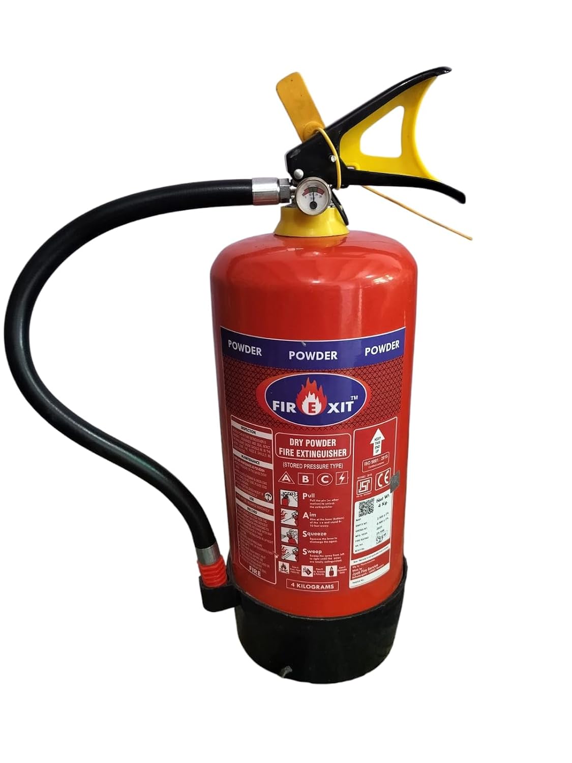 ABC Dry Powder 4Kg Fire Extinguisher Wall Hook – Ideal for Kitchen Home Office School Factory Industrial Use Emergency Fir