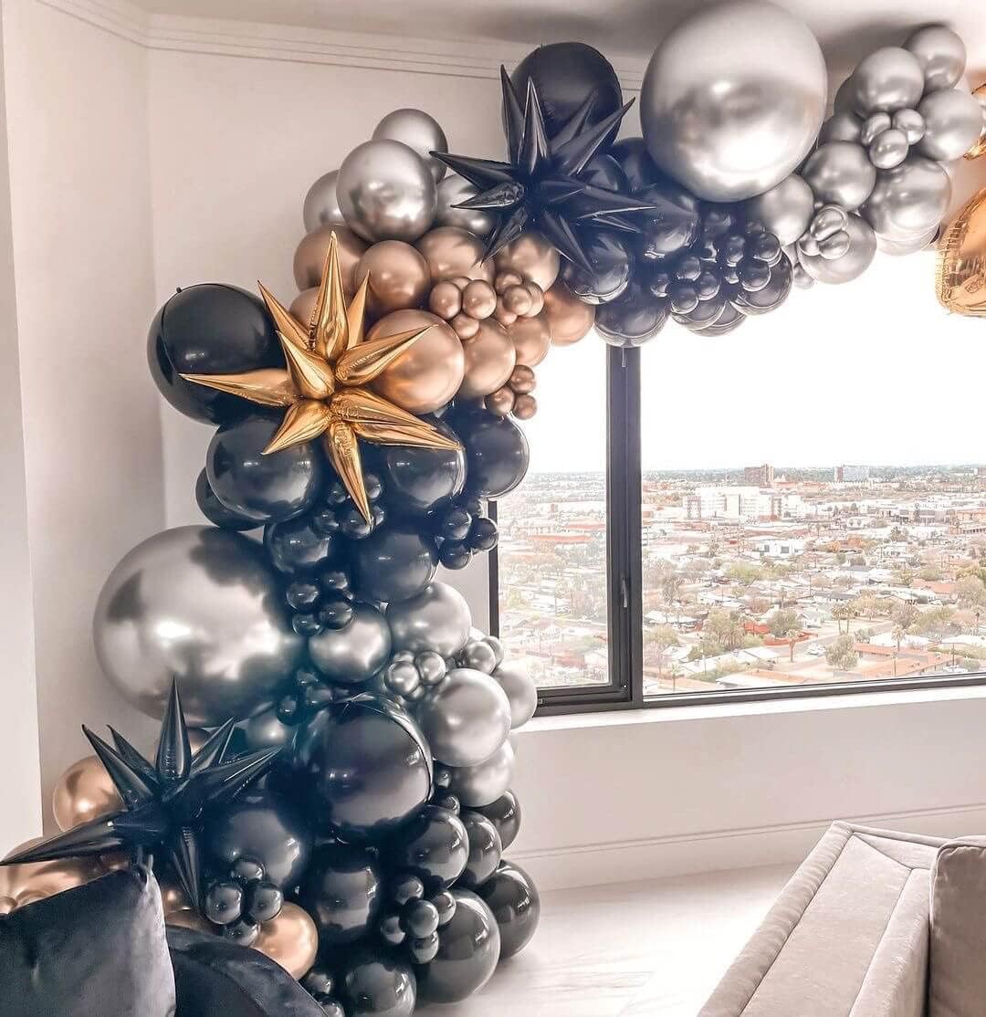 50 Pcs Black Foil Cone Star Balloons Big 26 inch Black Explosion Star Mylar Balloons 12 Point 3D Starburst Star Balloons for Party Supplies Christmas Birthday Wedding Decorations Party Supplies