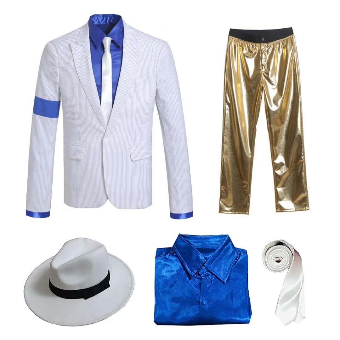 Adulto Disfraz Jacket Chaqueta+Pantalones+Shirt+Sombrero+Tie Ropa Costume Stripes Smooth Y Criminal Halloween Navidad Cosplay Fiestas Retro Hombre Trajes
