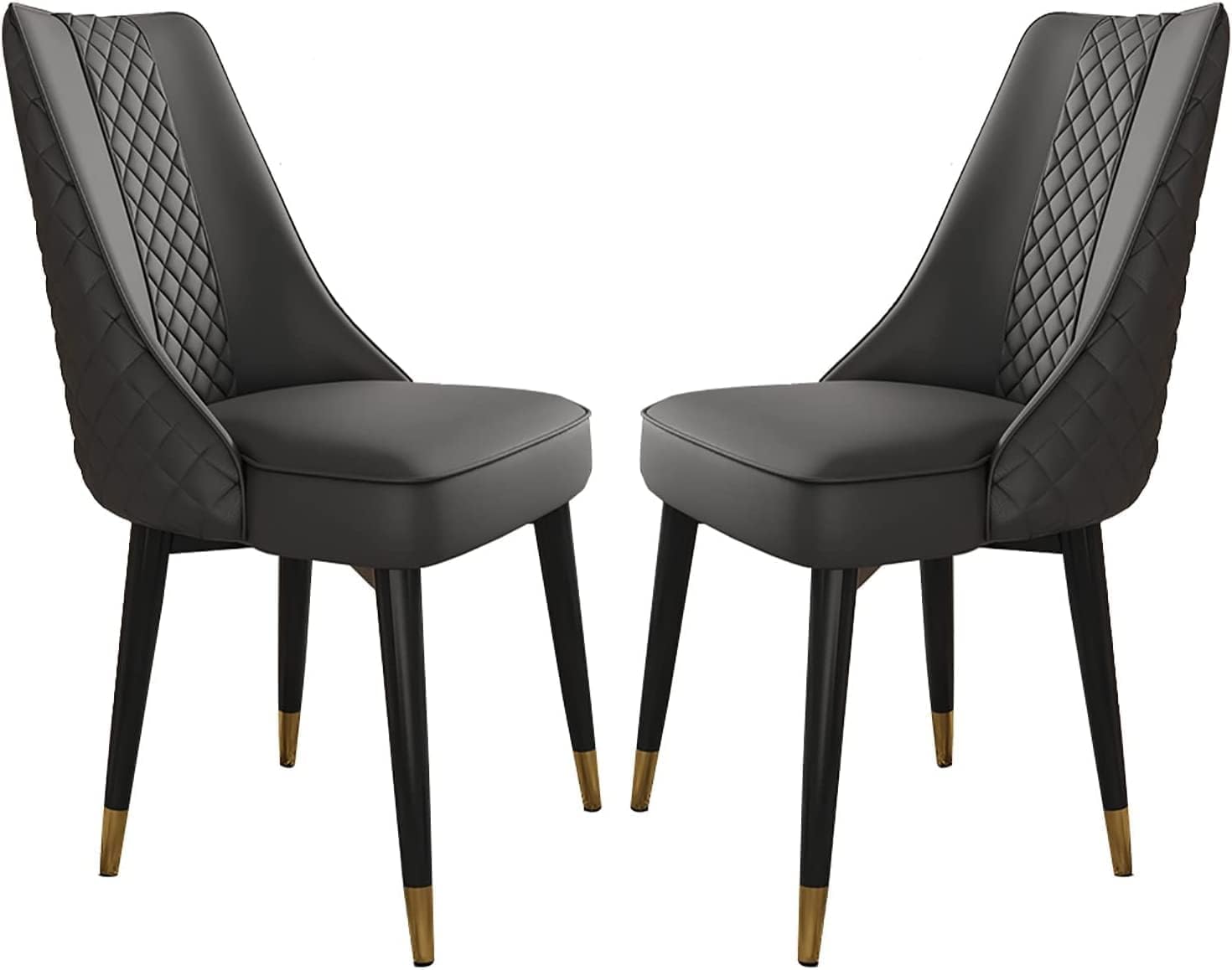 Chaise de salle à manger lot de 2 fauteuil de loisirs fer noir et or