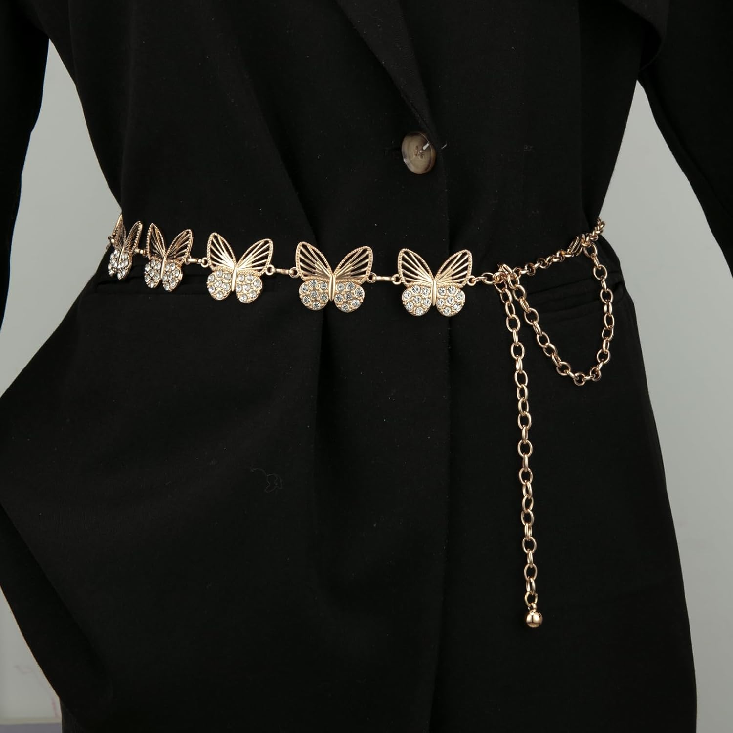 ILuvatar glass diamond chain belt metal metal belt women's western style belt women's belt bling bling F117 - Image 3