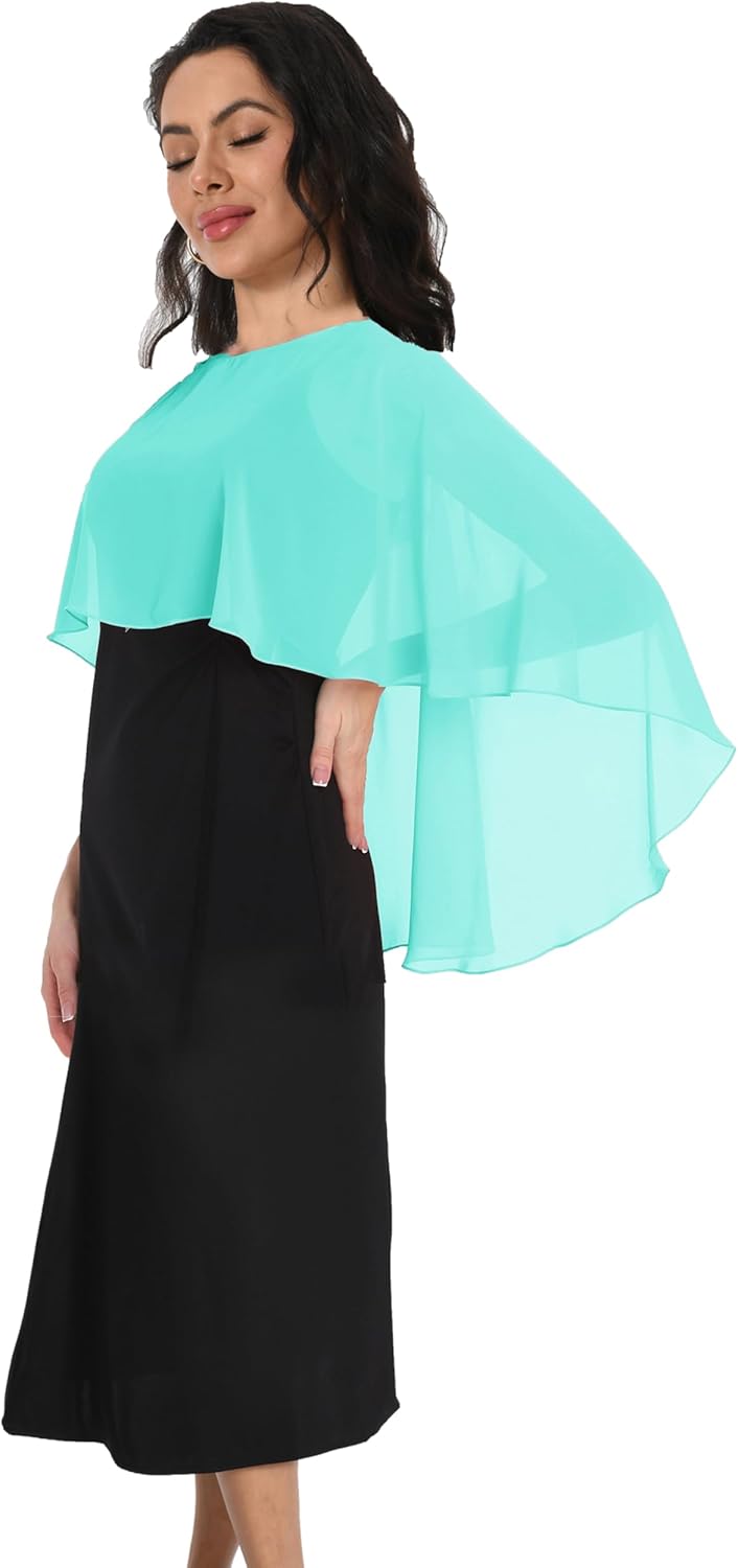 Baoqiya Women's Capelet Shawls and Wraps for Evening Dresses Soft Bridesmaid Shawl Chiffon Cape Wedding Cover Up - Image 4