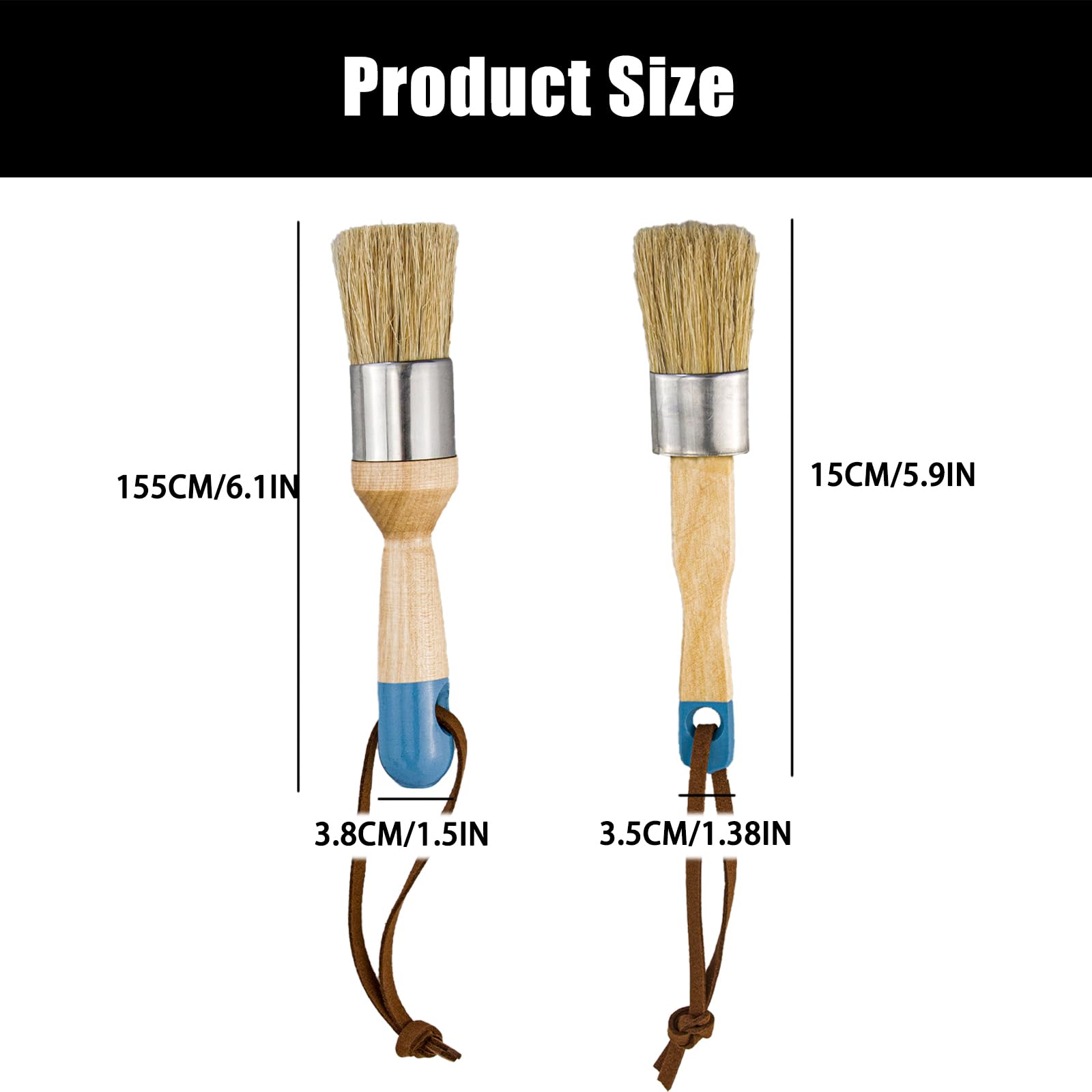 Chalk Paint Brush Set of 2, DIY Painting and Waxing Tool, Chalk and Wax Paint Brush for Folk Art Home Decor Wood Projects Furniture Stencils - Image 2