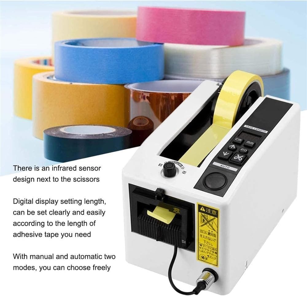 Automatic Tape Dispenser Electric Tape Cutting Machine, Packaging Tape with Dispenser, 7-50mm Tape Width, 5-999mm/20-999mm Cutting Length