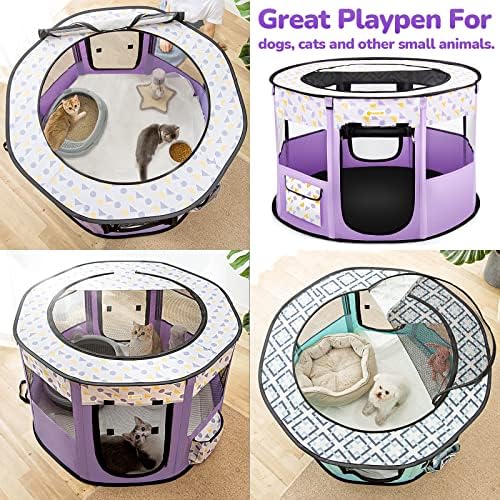 TASDISE Portable Puppy Playpen Foldable Dog Playpen Upgrade Pet Exercise Kennel Tent for Puppy Dog Cat Rabbit, Great for Indoor Outdoor Travel Use with Free Carrying Case