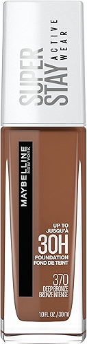 Maybelline NY Base Alta Cobertura Super Stay Active Wear Resistente ao Suor Alta Duração até 30h na Pele, Cor 370 Deep Bronze, 30ml