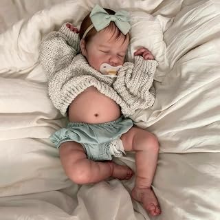 Zero Pam Baby Reborn Babypuppe für Mädchen, geschlossene Augen, 50 cm, Silikon, kompletter Körper, realistische Reborns-Puppe aus weichem Silikon mit Haaren, lebensechte Neugeborene